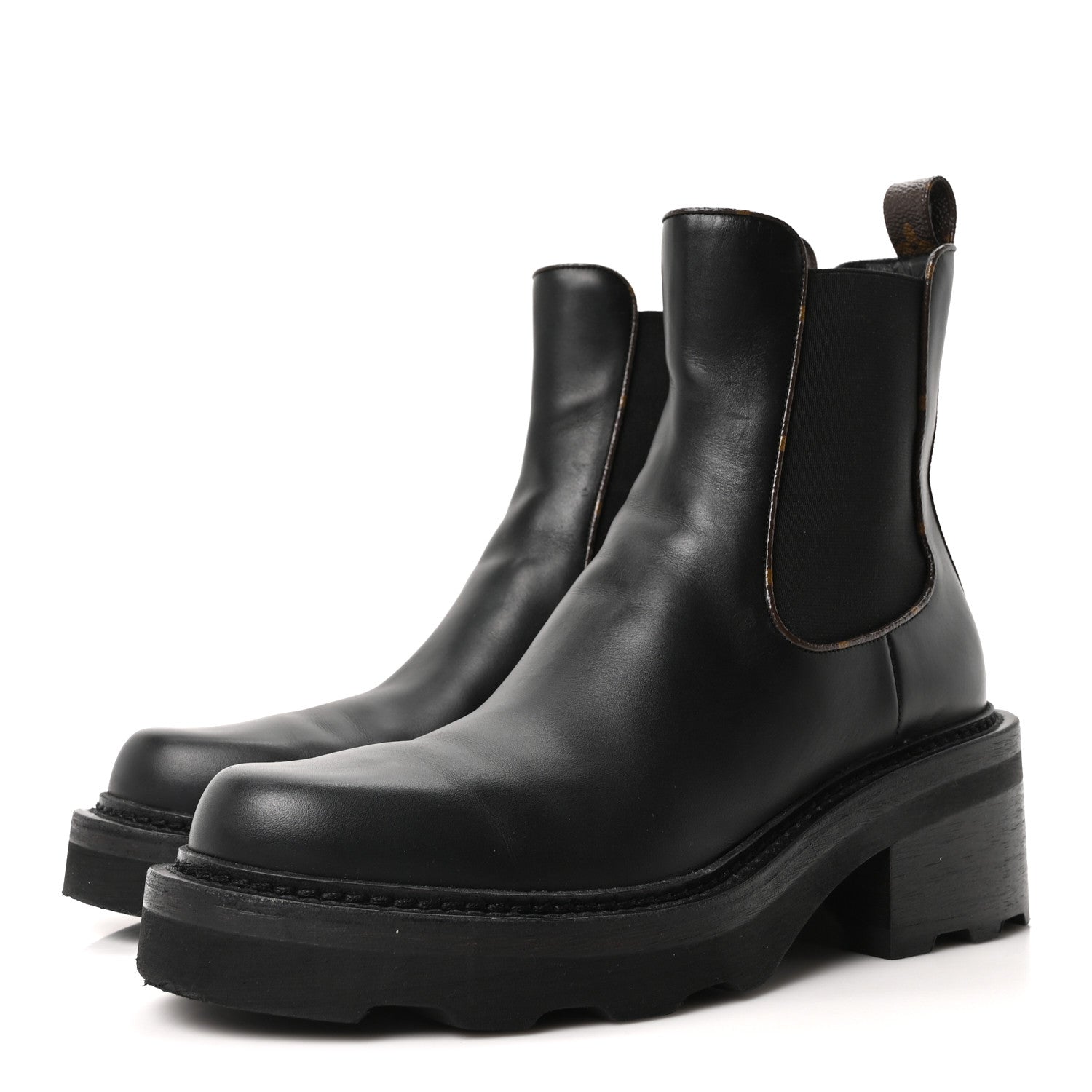 Louis Vuitton Calfskin Monogram Beaubourg Ankle Boots 39.5 Black 4 of 9