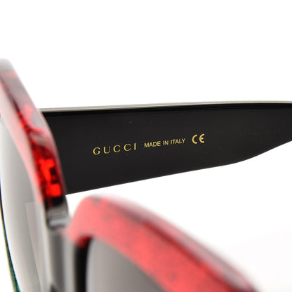 Gucci Square Frame GG0083S Sunglasses Glitter Red Black Green 5 of 9