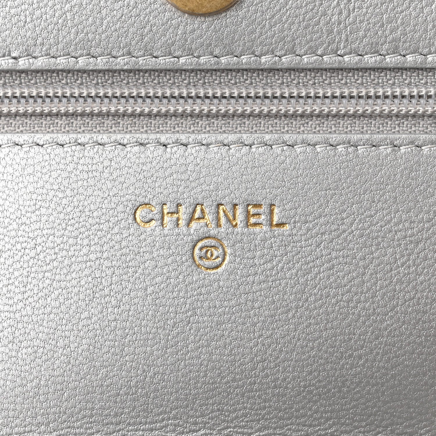 Chanel Metallic Lambskin Quilted Chanel 19 Wallet On Chain WOC Silver 6 of 11
