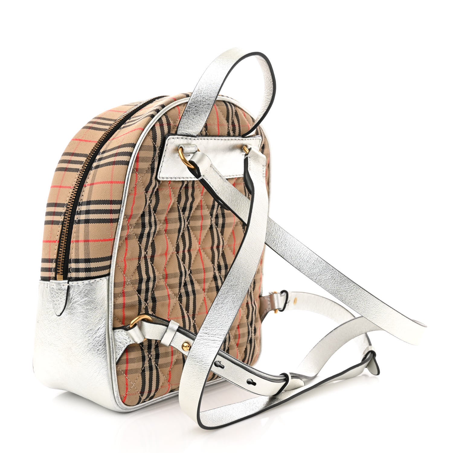 Burberry Smooth Calfskin 1983 Knight Check Link Backpack Silver 3 of 14