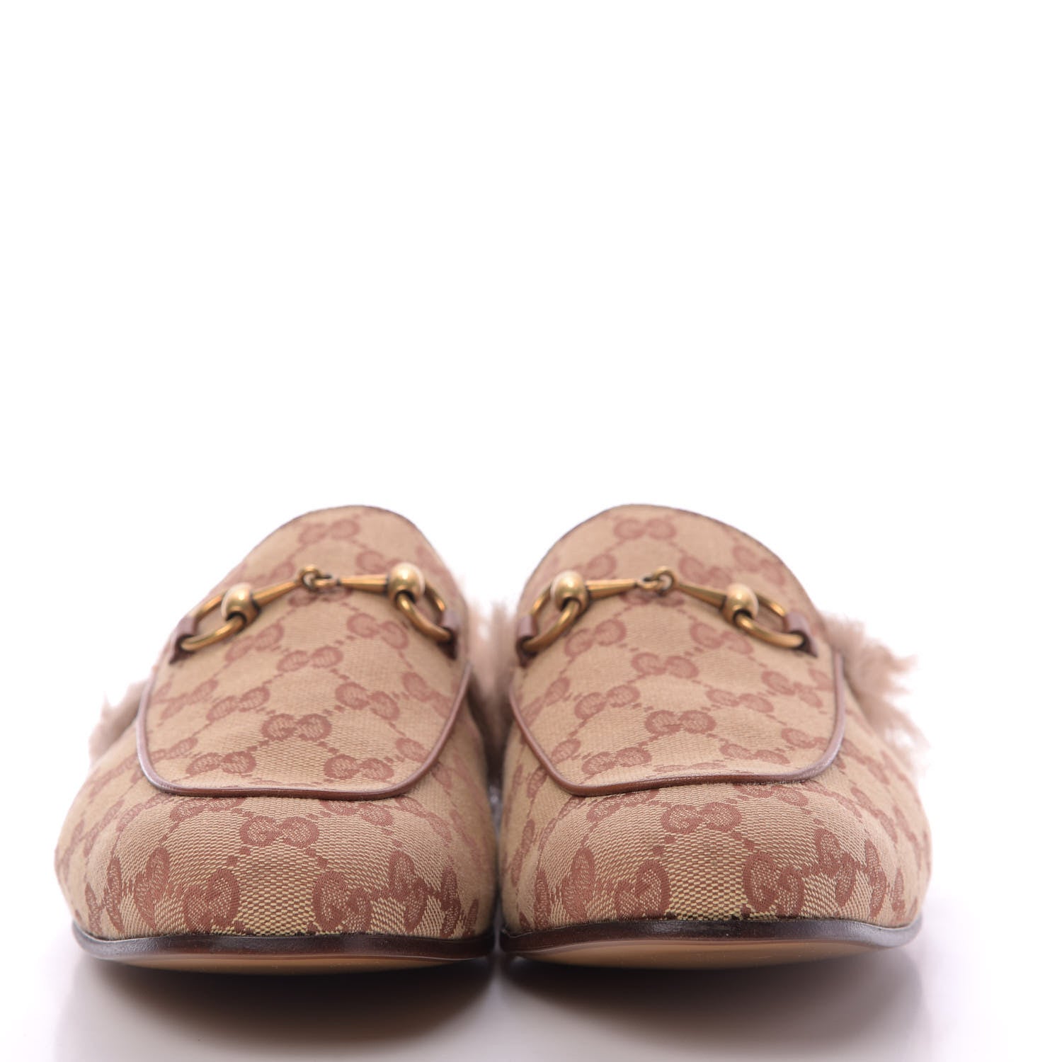Gucci GG Monogram Fur Mens Princetown Slippers 9.5 Beige Ruggine Rust 3 of 10