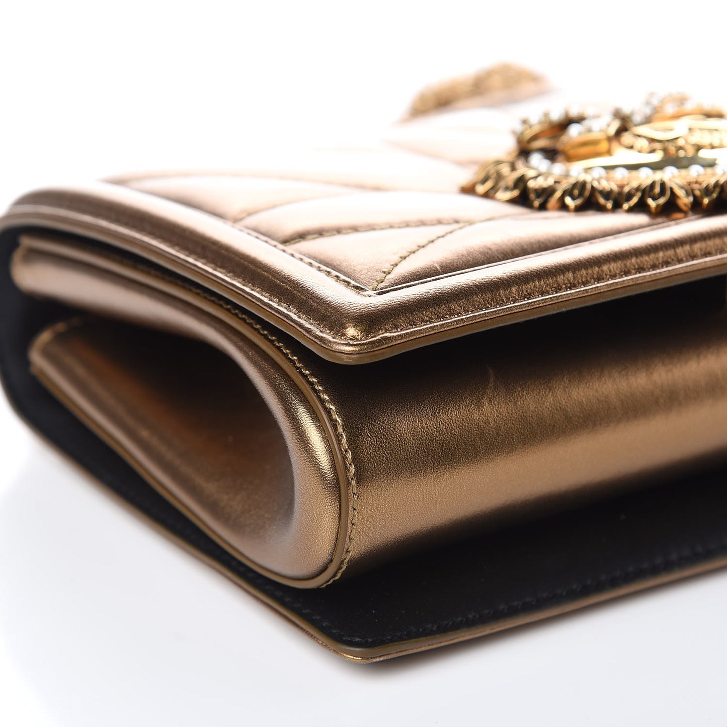 Metallic Calfskin Medium Devotion Crossbody Bag Gold
