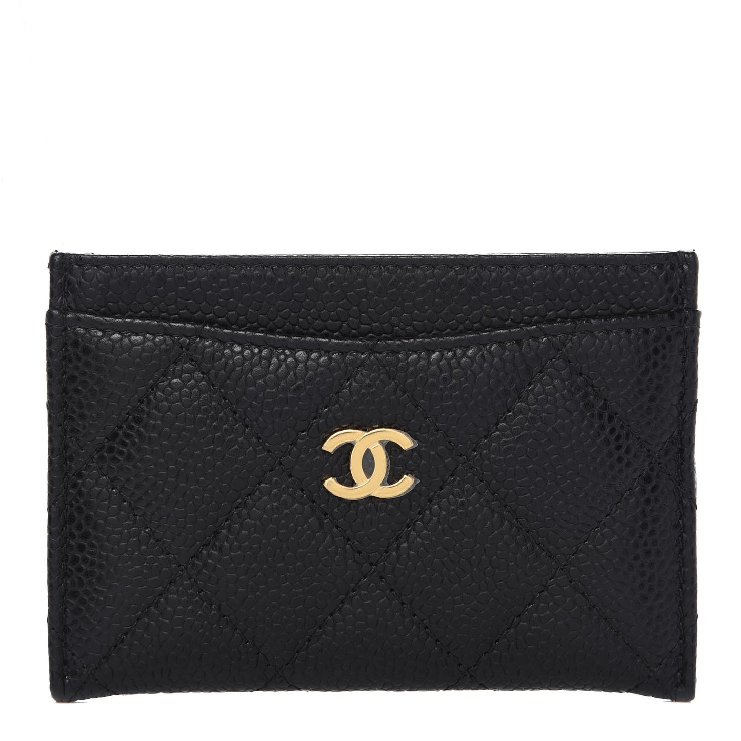 Caviar Quilted Card Holder Black