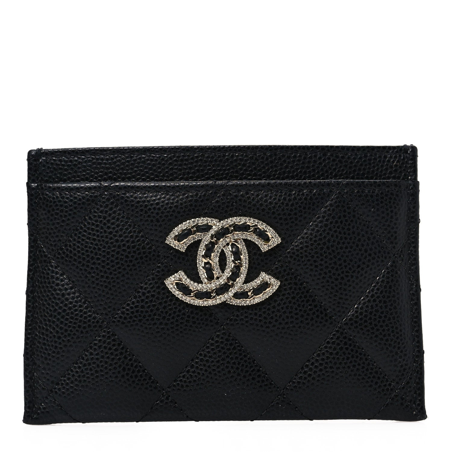 Chanel Caviar Quilted Crystal Card Holder Black 1 of 9