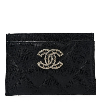 Chanel Caviar Quilted Crystal Card Holder Black 1 of 9