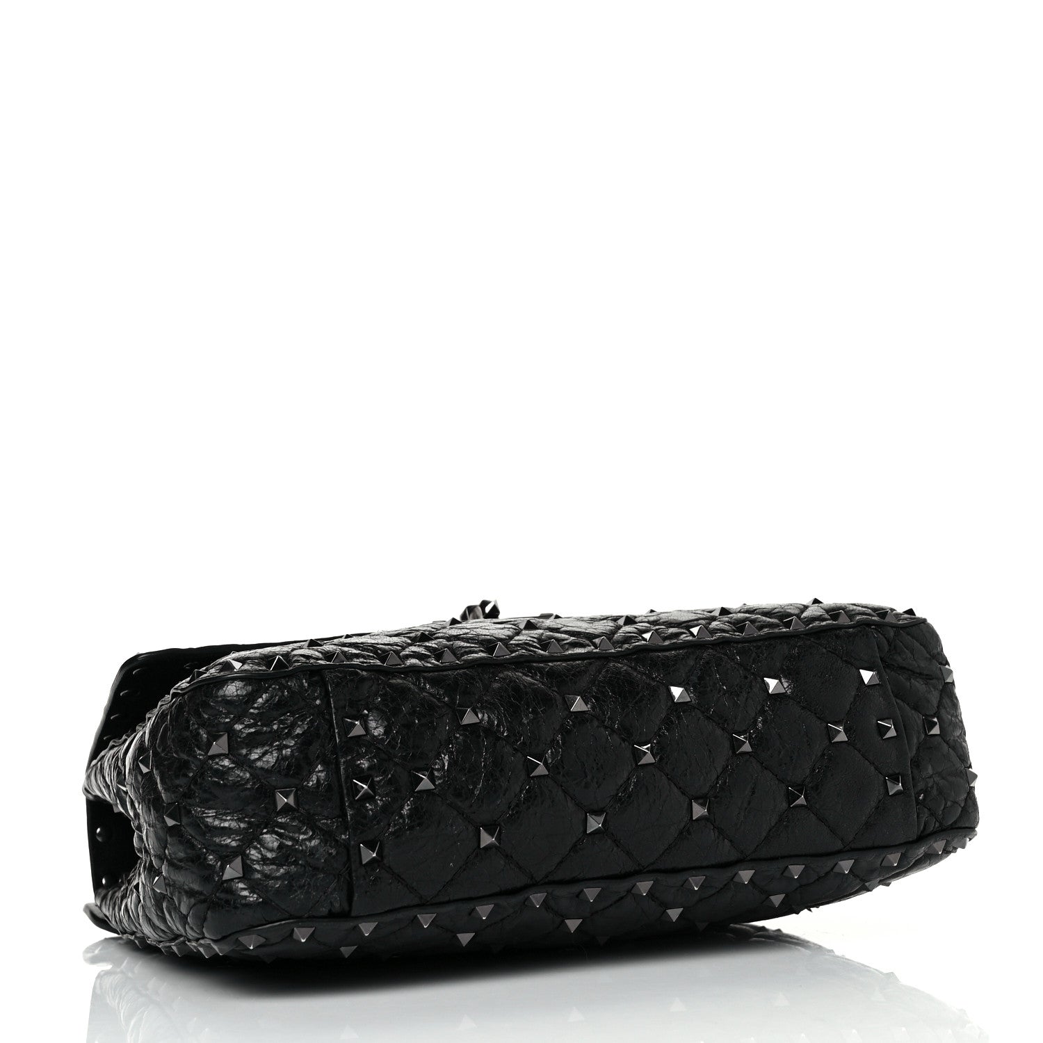 Valentino Garavani Craquele Nappa Medium Rockstud Spike Shoulder Bag Black 4 of 9