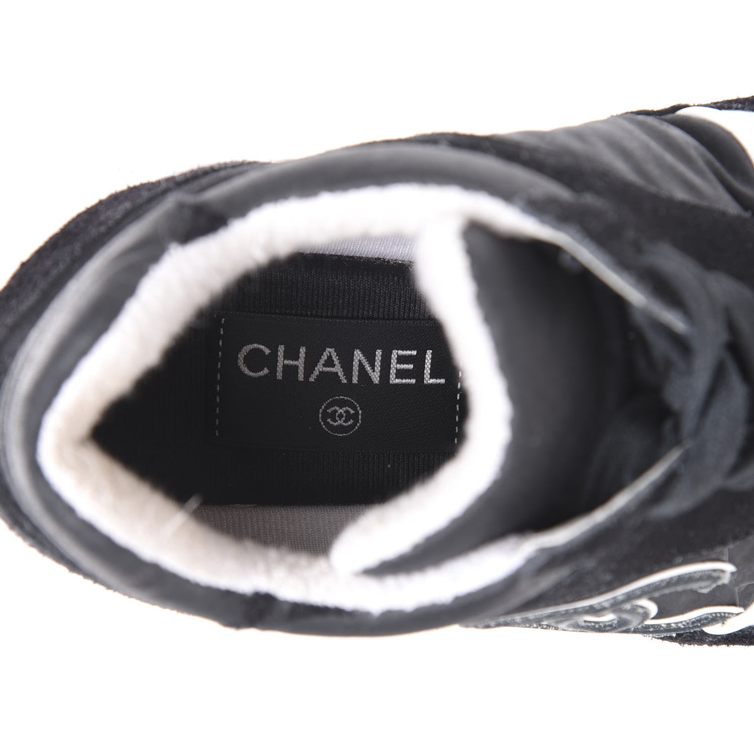 Chanel Lycra Womens CC Sneakers 38.5 Black 9 of 13