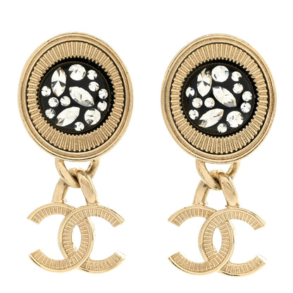 Chanel Crystal Bead CC Drop Earrings Light Gold 1 of 5