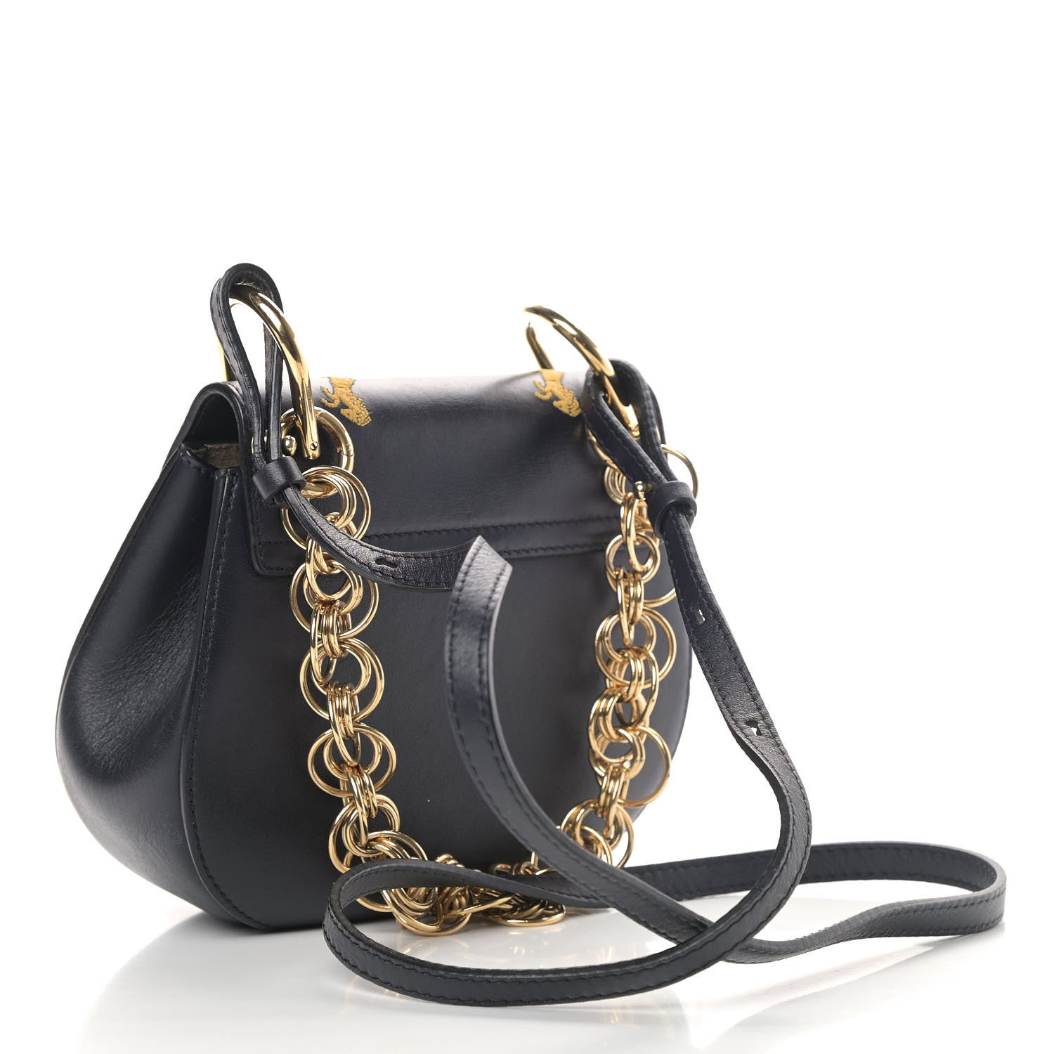 Chloe Calfskin Little Horses Embroidered Mini Drew Bijou Shoulder Bag Full Blue 3 of 13