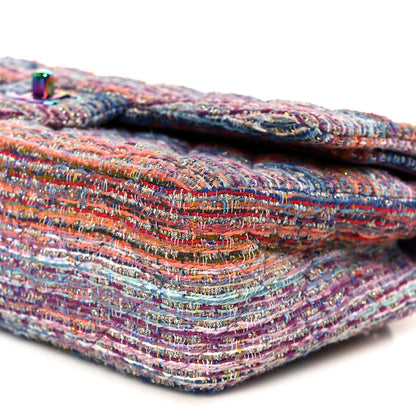 Chanel Tweed Quilted Medium Double Flap Blue Pink Orange 11 of 11