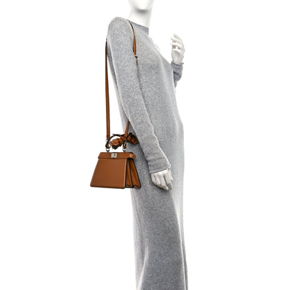 Fendi Shiny Nappa Flower Petite Peekaboo I SEE U Satchel Caramello 2 of 9