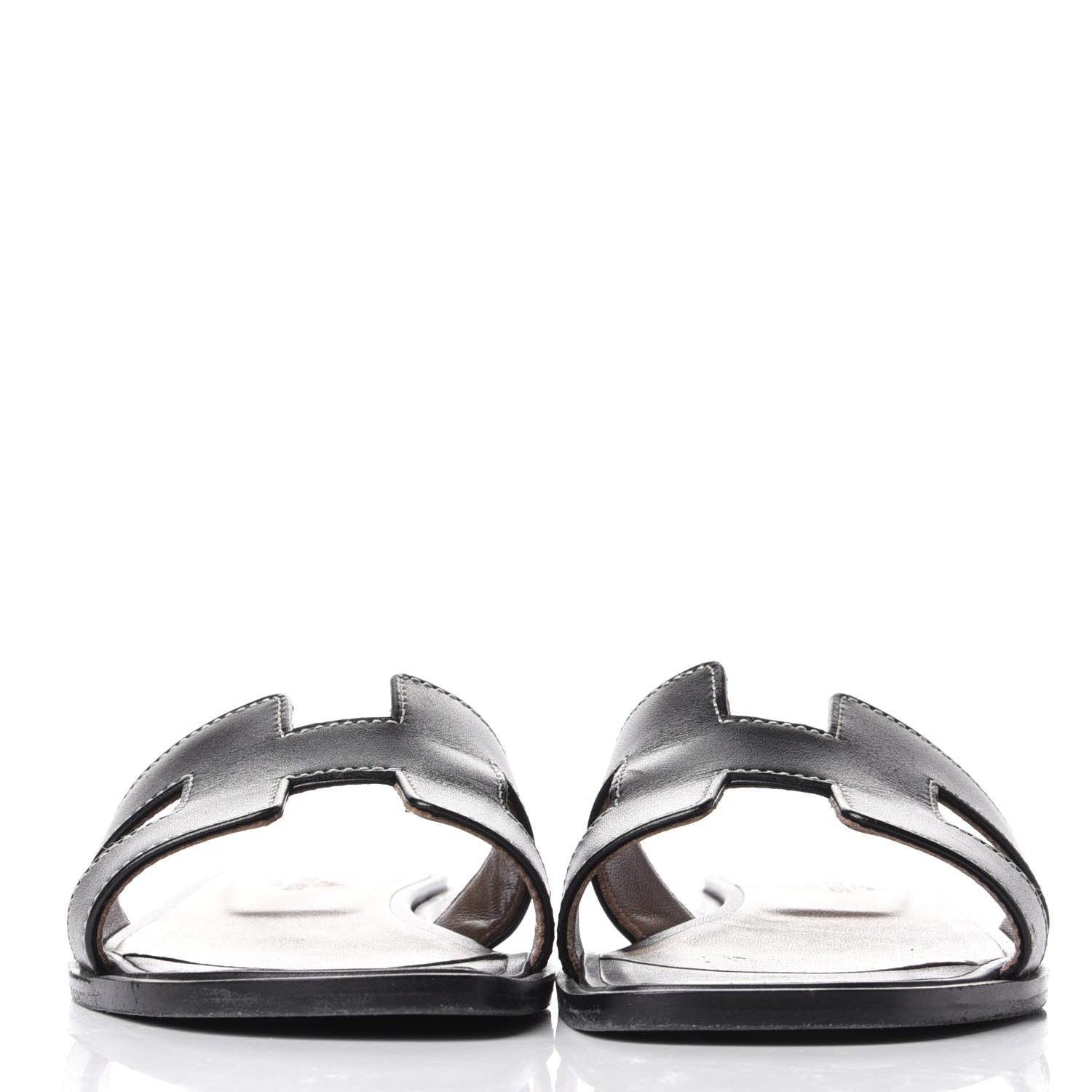 Hermes Box Calfskin Oran Sandals 36 Black 2 of 10