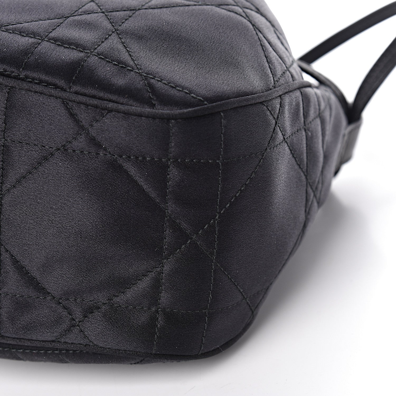 Christian Dior Satin Crystal Cannage Drawstring Bag Black 9 of 14