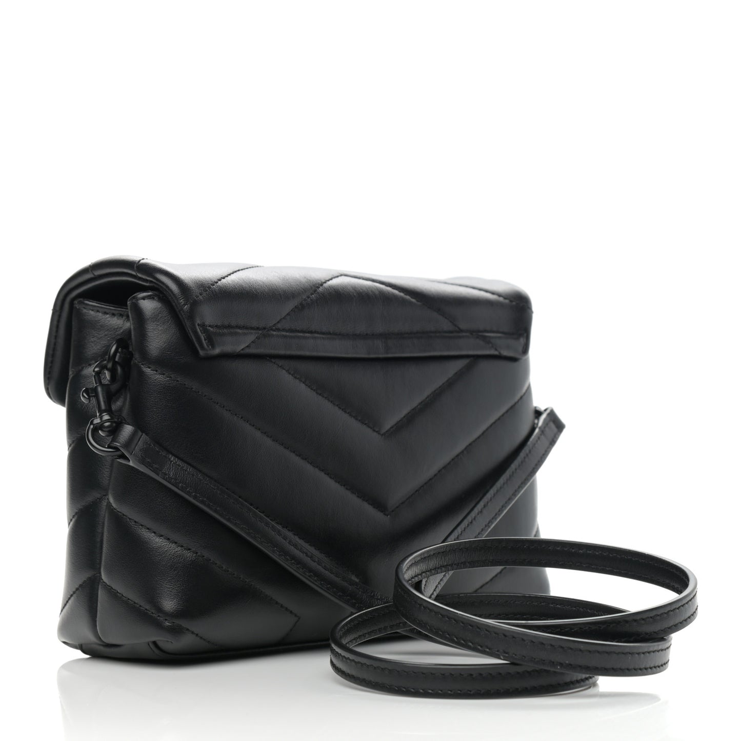 Calfskin Y Quilted Monogram Toy Loulou Crossbody Bag Black