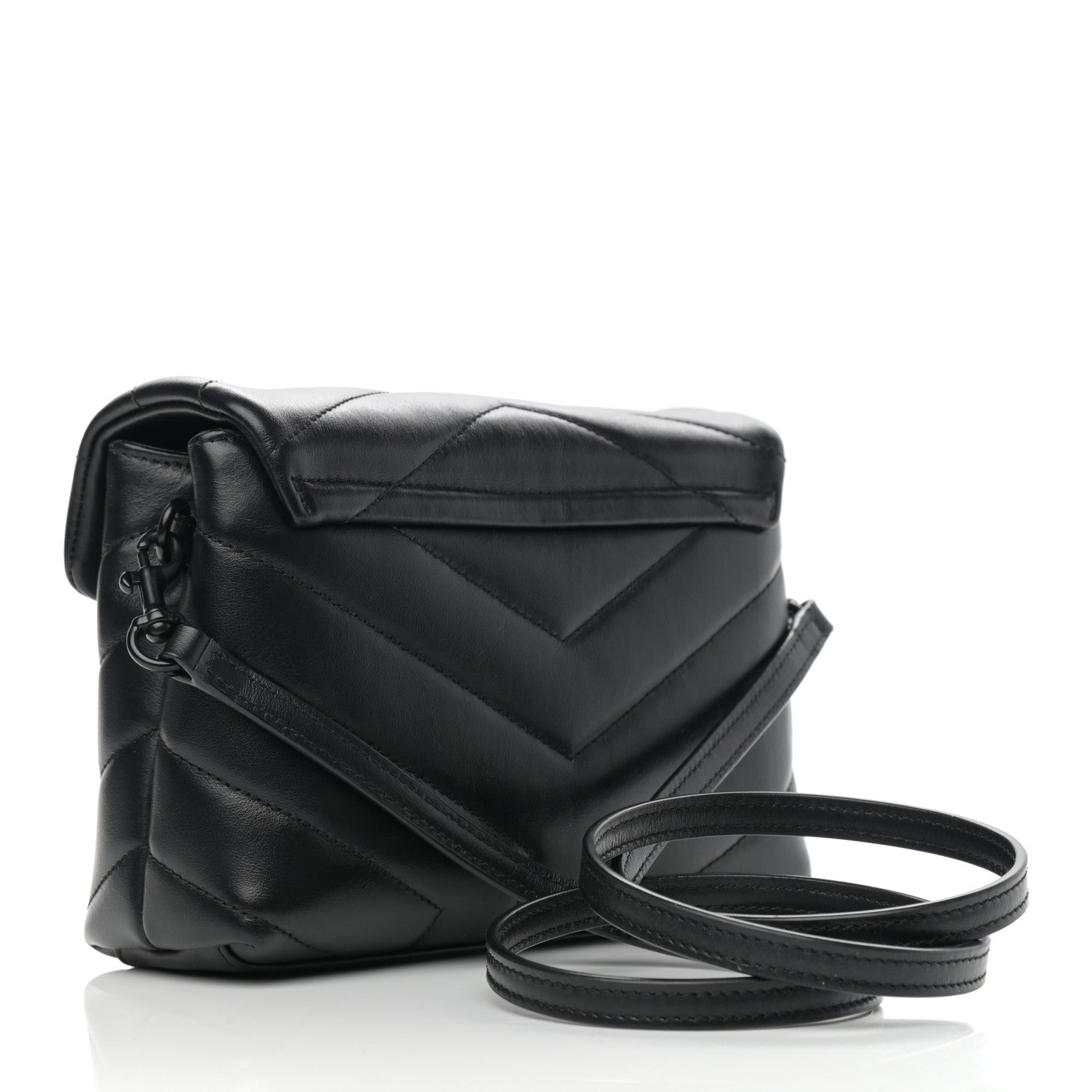 Saint Laurent Calfskin Y Quilted Monogram Toy Loulou Crossbody Bag Black 3 of 12