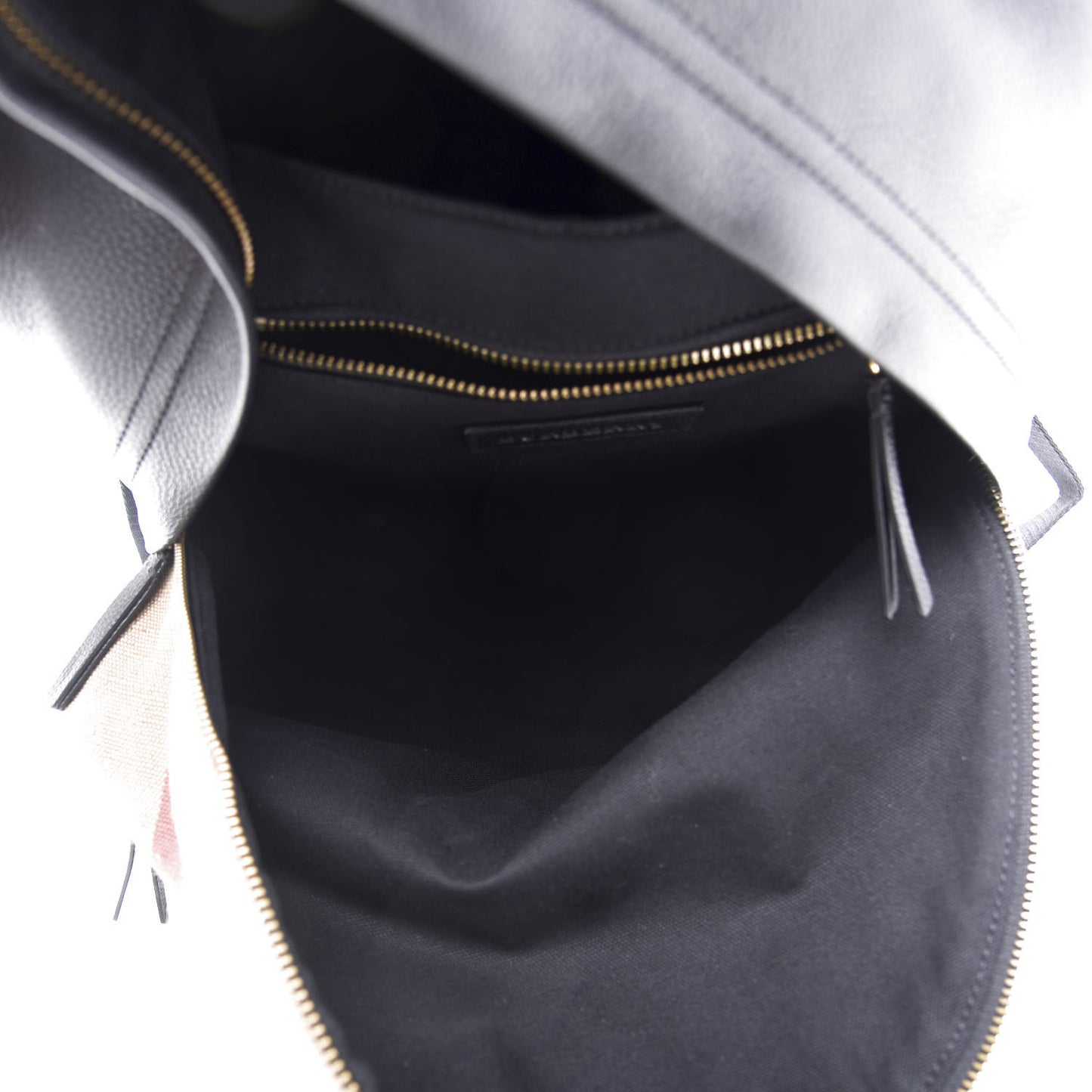 Mega Check Calfskin Abbeydale Simple Backpack Black Camel