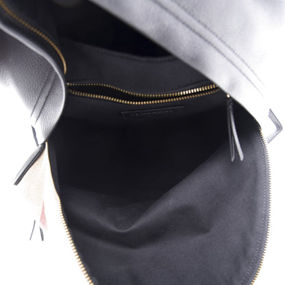 Burberry Mega Check Calfskin Abbeydale Simple Backpack Black Camel 4 of 9