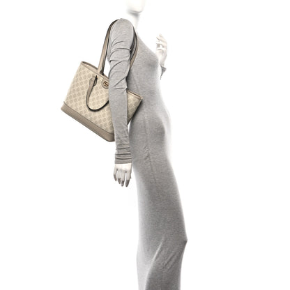 Gucci GG Supreme Monogram Textured Dollar Calfskin Small Ophidia Shoulder Tote Bag Beige Mystic White Oatmeal 2 of 10