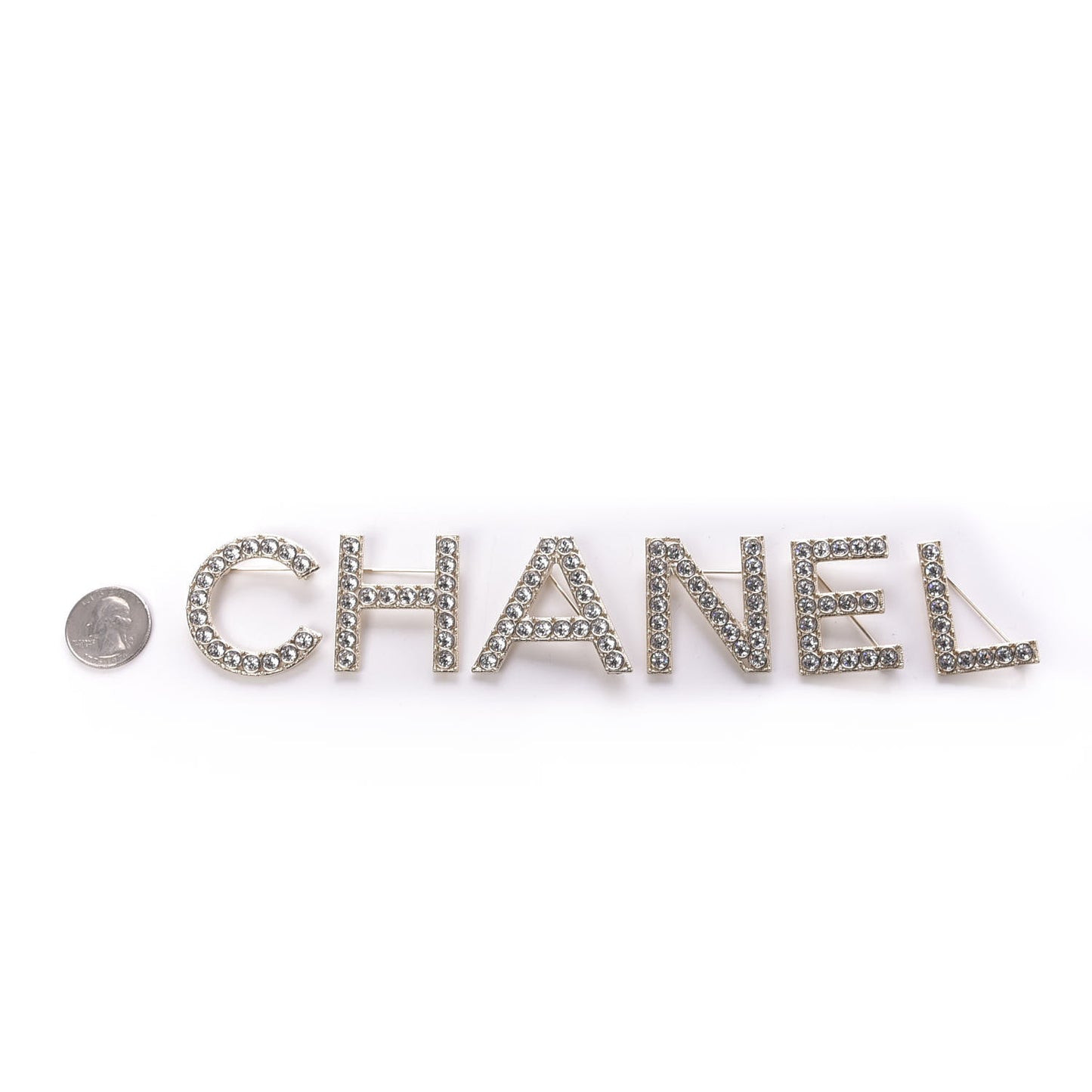 Crystal Cha-Nel Logo Brooch Set Gold