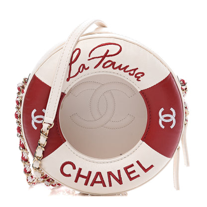 Chanel Lambskin Coco Lifesaver Round Bag Red White 1 of 10