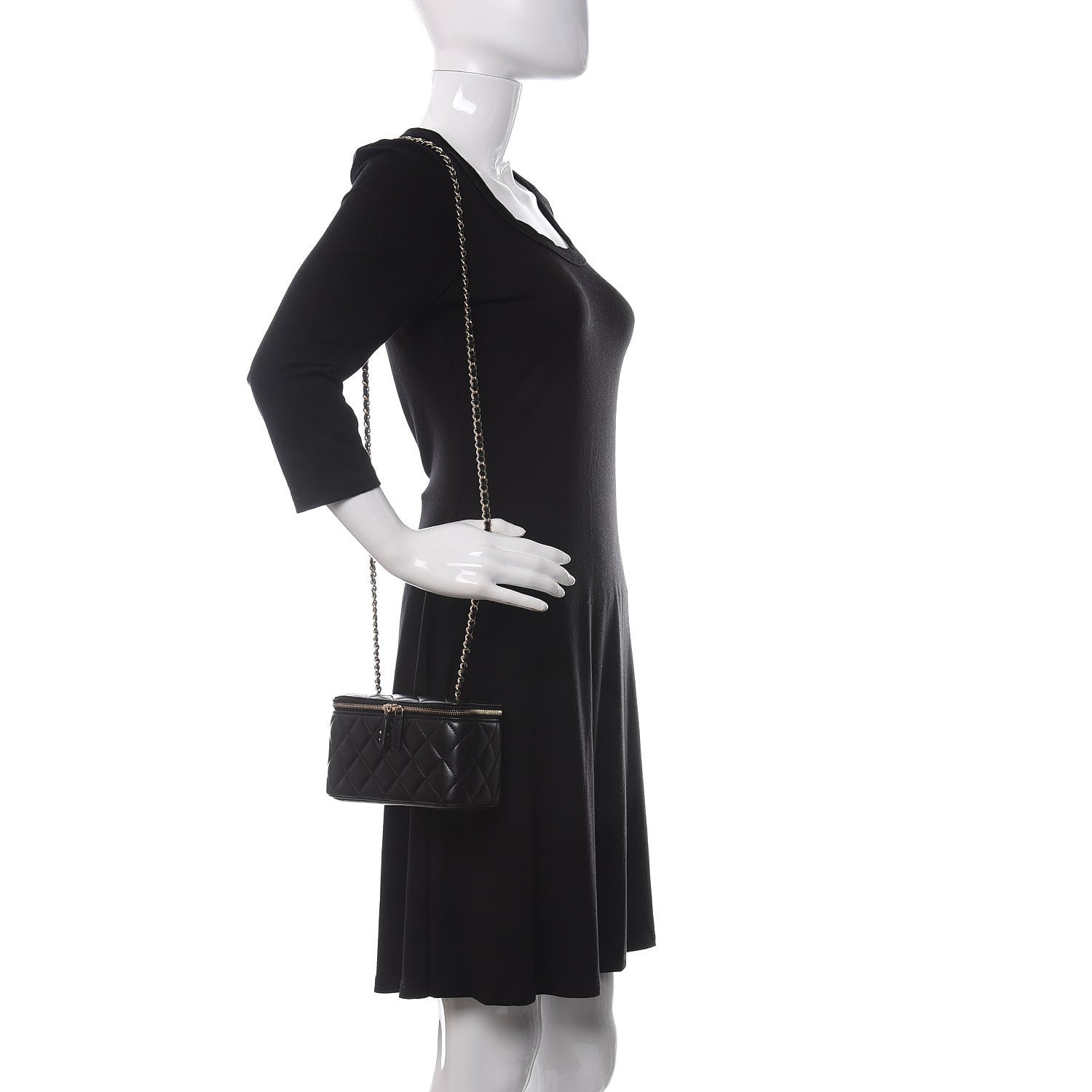 Chanel Lambskin Quilted Small Vanity Case With Chain Black 2 of 10