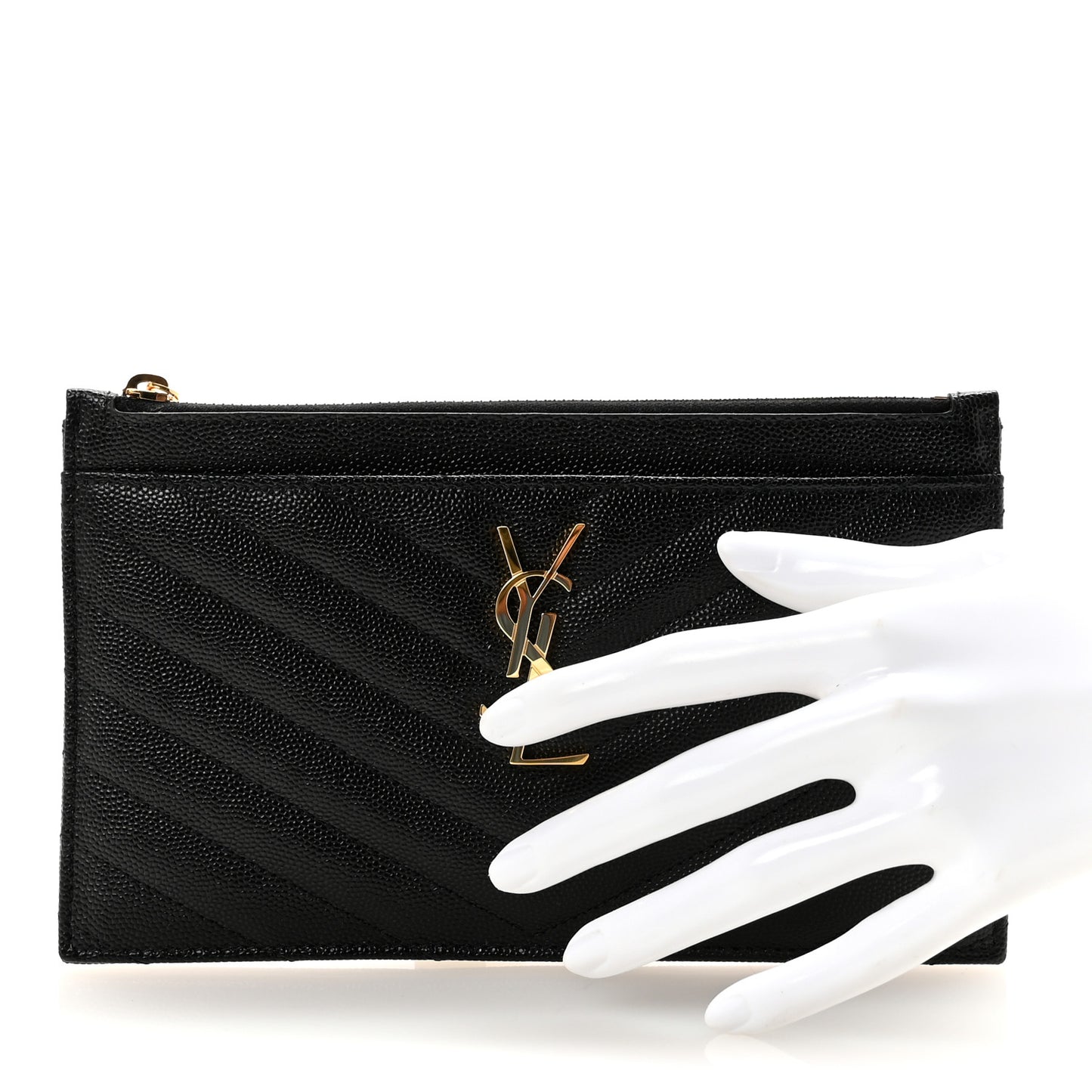 Grain De Poudre Chevron Monogram Bill Pouch Black