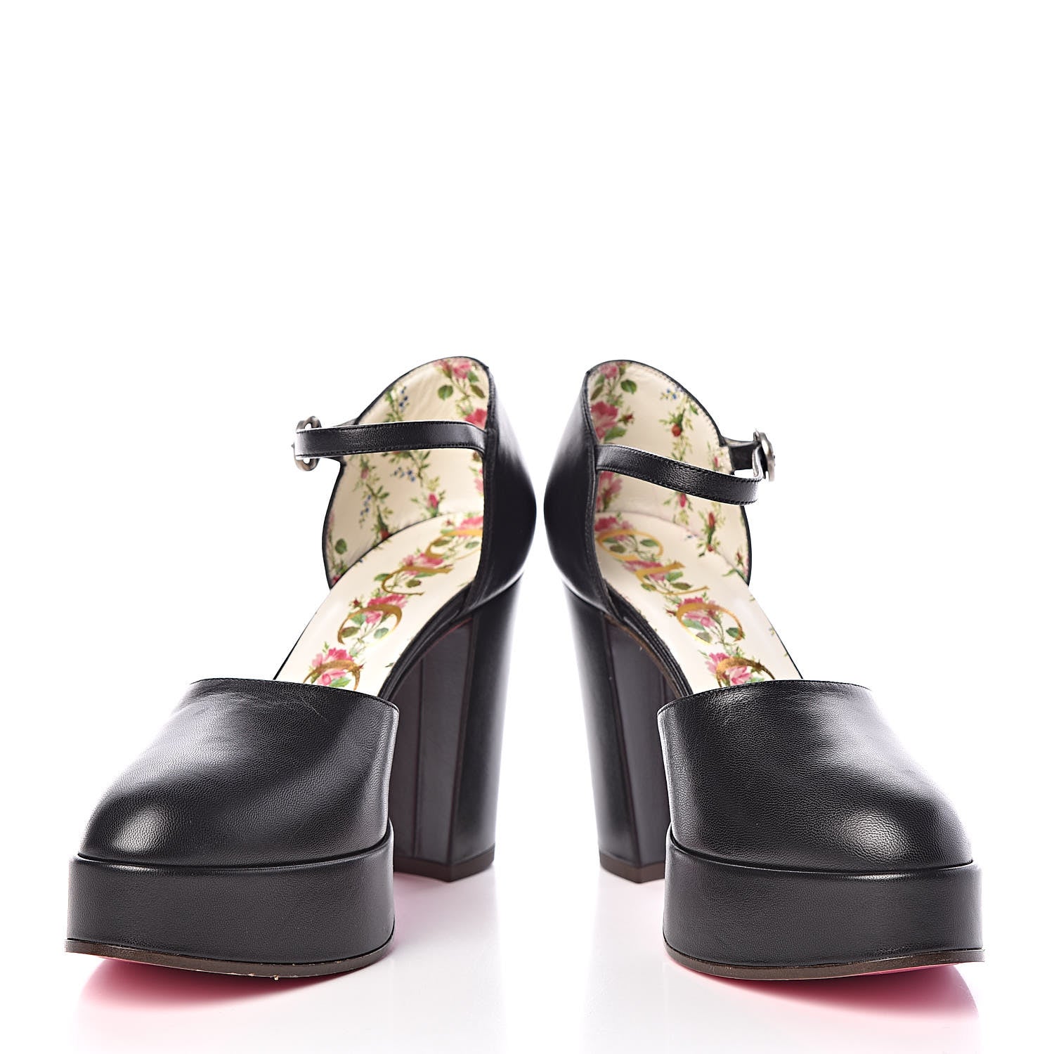 Gucci Malaga Kid Embellished Agon Ankle Strap Platform Pumps 34.5 Black 5 of 10