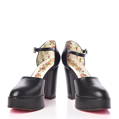 Gucci Malaga Kid Embellished Agon Ankle Strap Platform Pumps 34.5 Black 5 of 10