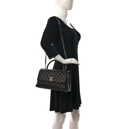 Chanel Caviar Quilted Small Coco Handle Flap Dark Brown 2 of 9