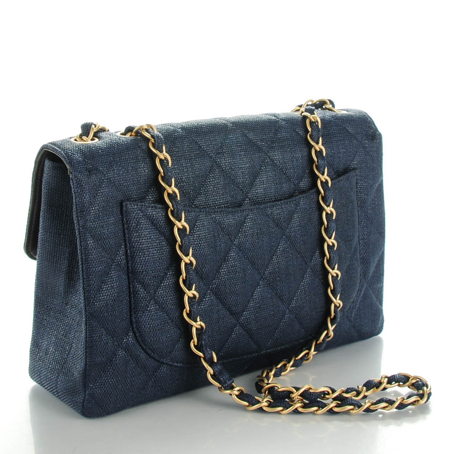 Toile Quilted Jumbo Single Flap Dark Blue