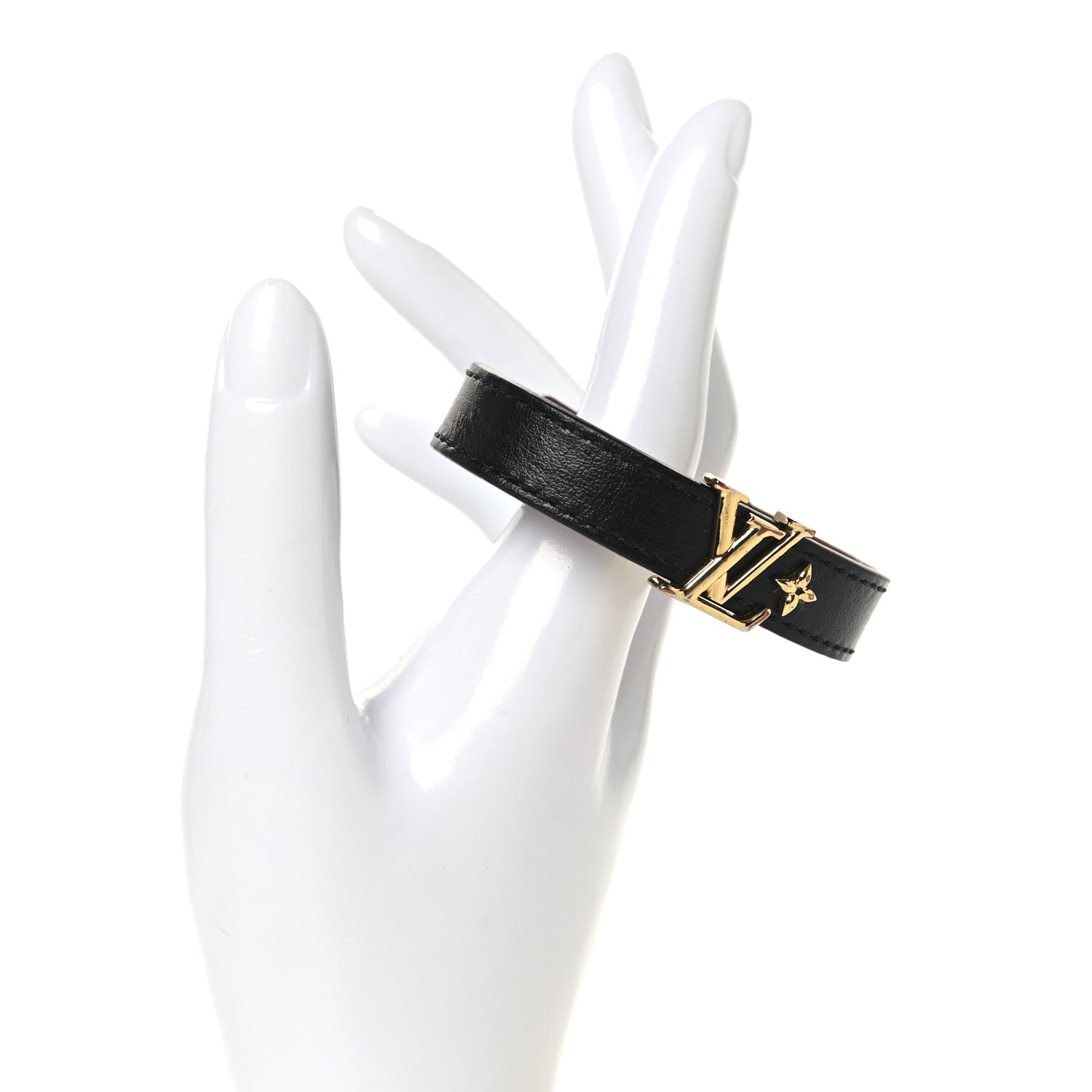 Louis Vuitton Calfskin LV Iconic Bracelet 17 Black 2 of 5