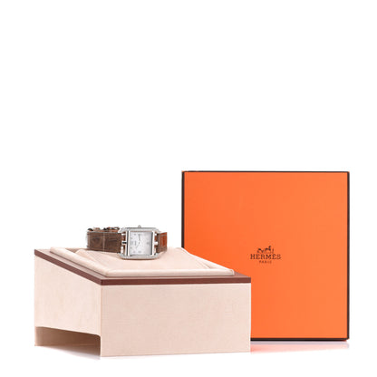 Hermes Stainless Steel Alligator Diamond Bezel Mother of Pearl 23mm Cape Cod Quartz Watch Gris Elephant 5 of 5
