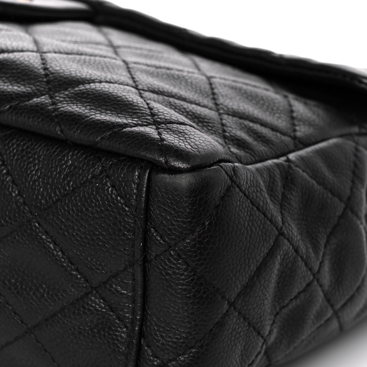 Washed Caviar Quilted Maxi Single Flap Black