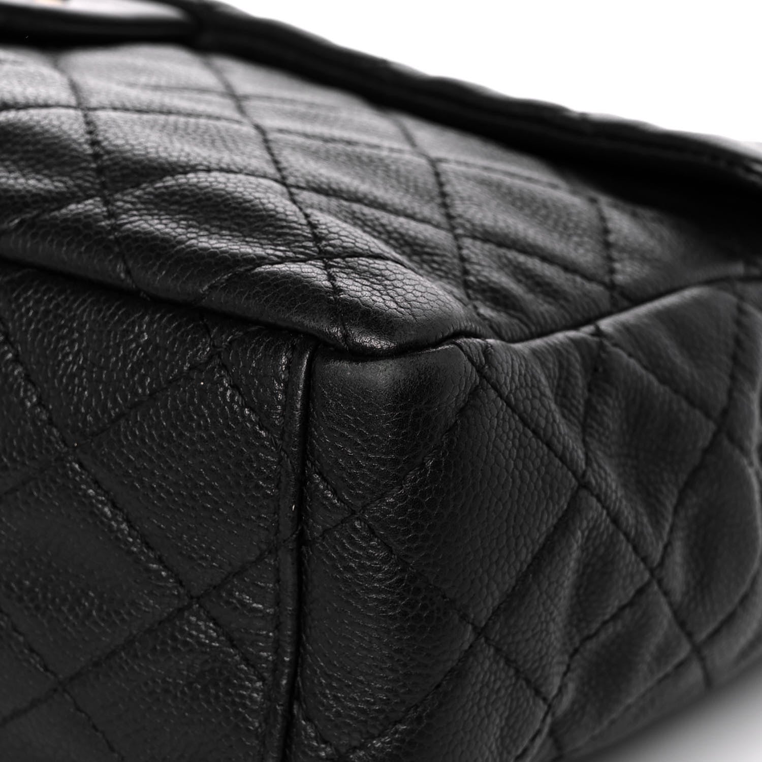 Chanel Washed Caviar Quilted Maxi Single Flap Black 9 of 13