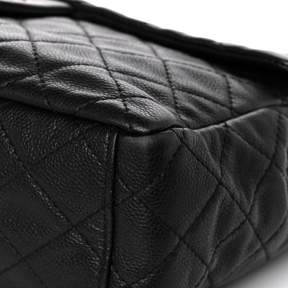 Chanel Washed Caviar Quilted Maxi Single Flap Black 9 of 13