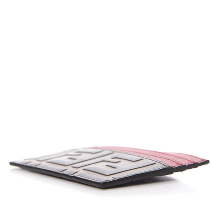 Fendi Vitello Cruise Bi-Color FF 1974 Embossed Card Holder Maya Black Fragola 8 of 9