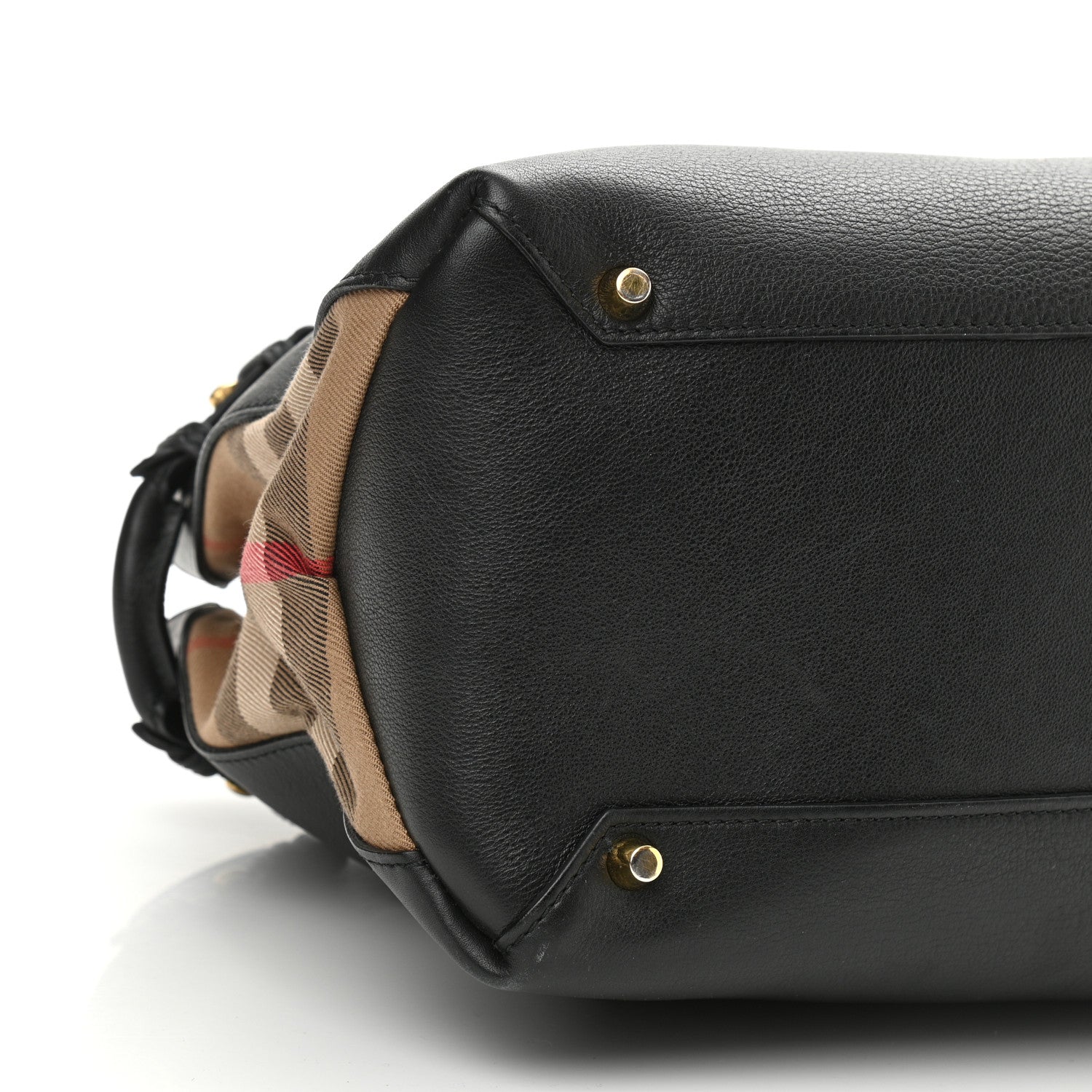 Burberry Derby Calfskin House Check Medium Banner Tote Black 8 of 10