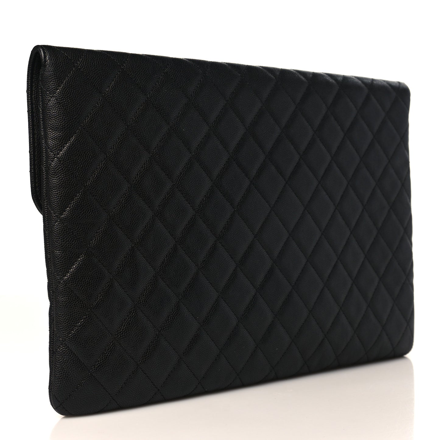 Caviar Quilted Large Golden Class Pouch Black
