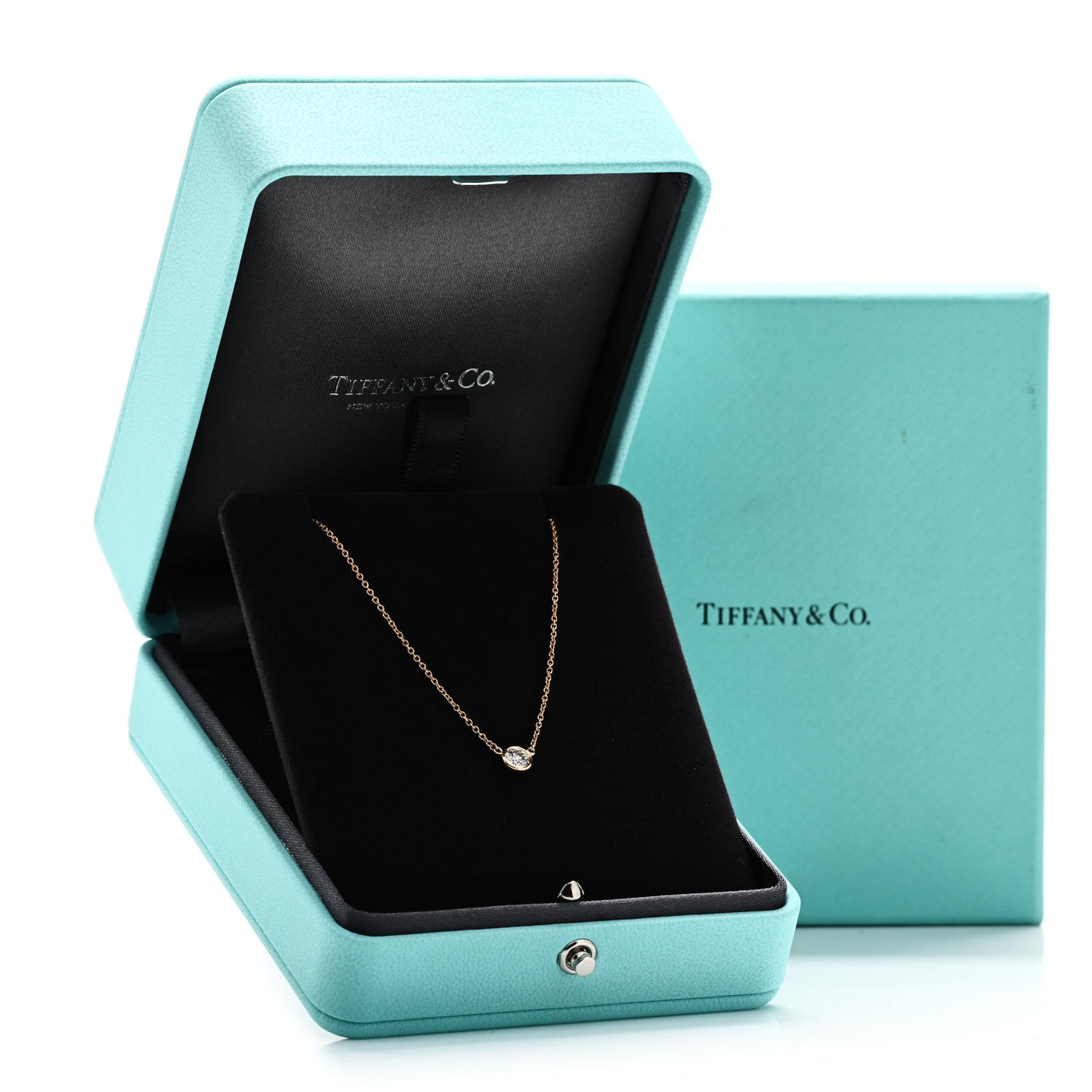 18K Rose Gold Diamond .25ct Elsa Peretti Diamonds by the Yard Pendant Necklace