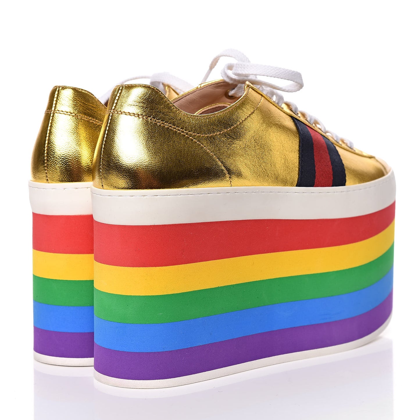 Metallic Nappa Peggy Platform Sneakers 37.5 Oro Vecchio