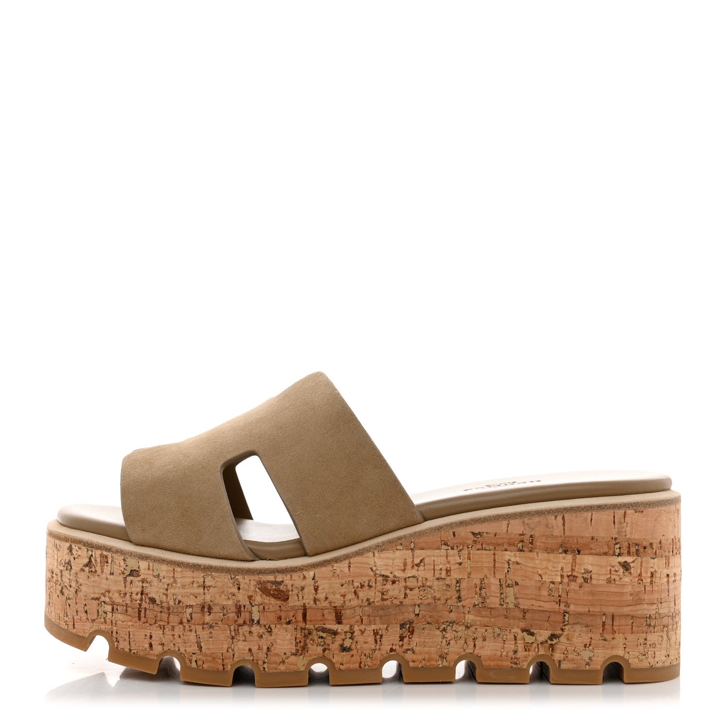 Hermes Suede Goatskin Cork Eze 30 Sandals 36 Beige Argile 1 of 9