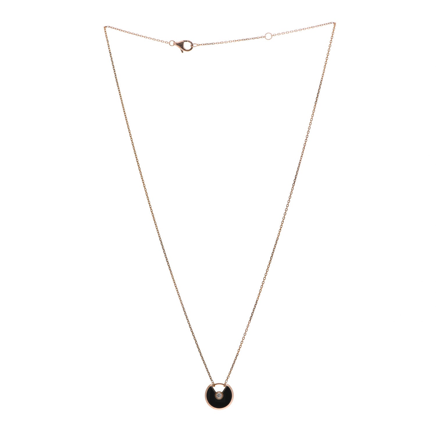Cartier 18K Pink Gold Diamond Black Onyx XS Amulette de Cartier Pendant Necklace 3 of 5