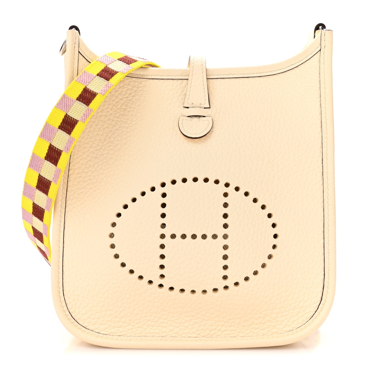 Hermes Taurillon Clemence Maxi Quadrille Evelyne TPM Nata Citron Rouge H Mauve Sylvestre 1 of 11