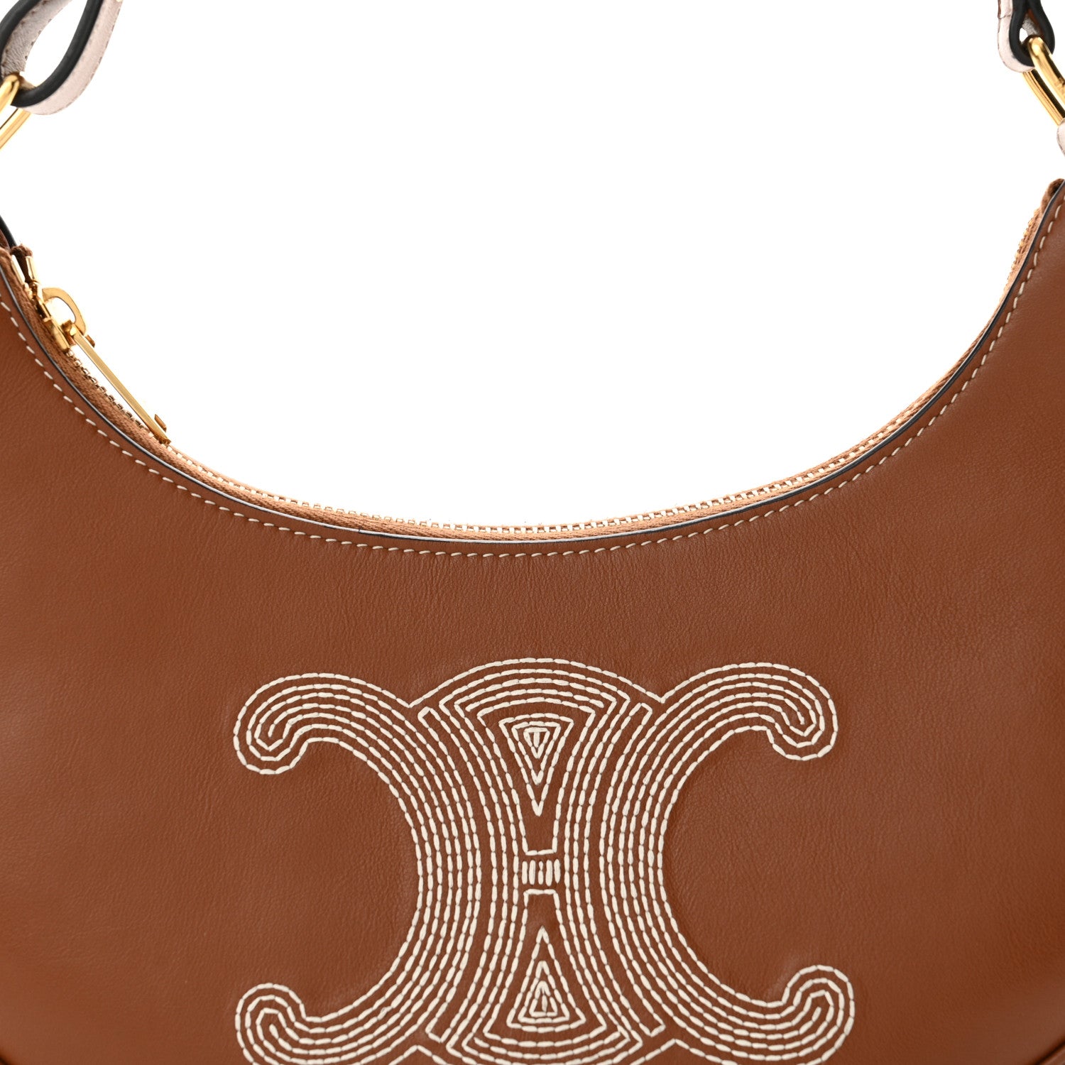 Celine Smooth Calfskin Triomphe Embroidered Ava Shoulder Bag Tan 8 of 12