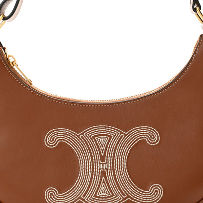 Celine Smooth Calfskin Triomphe Embroidered Ava Shoulder Bag Tan 8 of 12