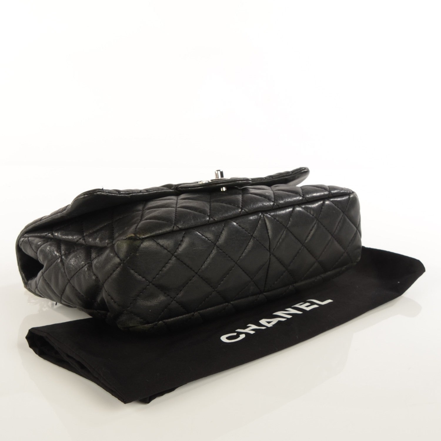 Chanel Washed Lambskin Quilted Jumbo Single Flap Bijoux Chain Black 4 of 9