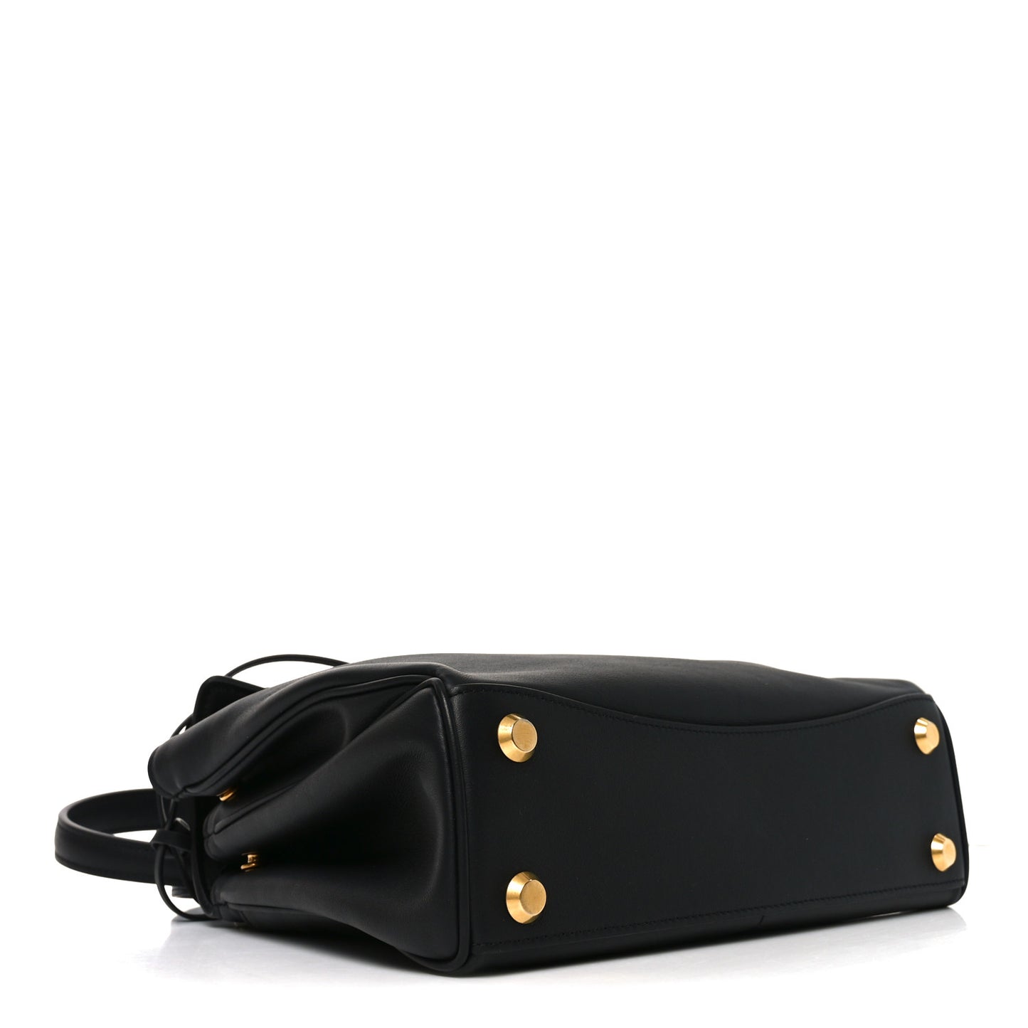 Natural Smooth Calfskin Small Rodeo Top Handle Handbag Black