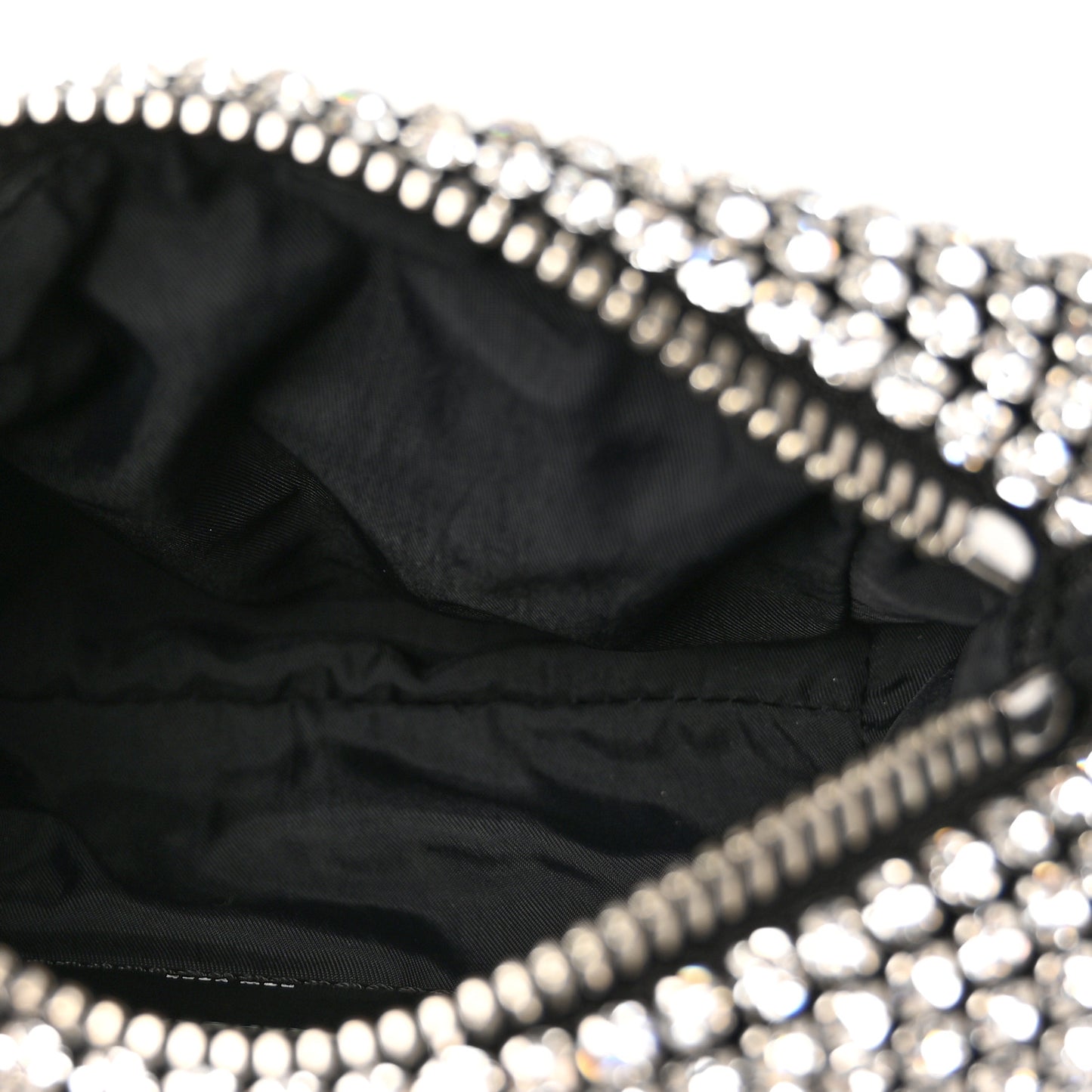 Mesh Crystal Rhinestone Mini Heiress Pouch Black Silver