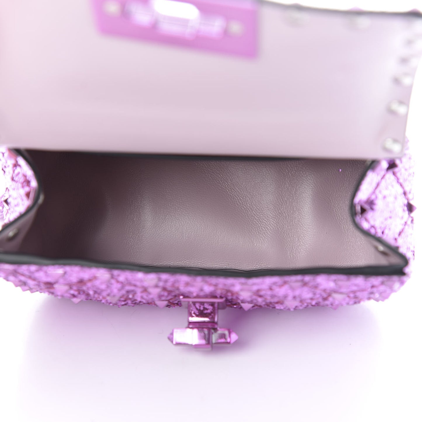 Glitter Micro Rockstud Spike Shoulder Bag Water Lilac