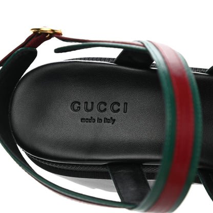 Gucci Calfskin Web Lug Sole Sandals 37.5 Black 7 of 9